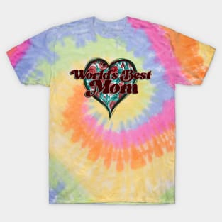 World's Best Mom Vintage Heart T-Shirt